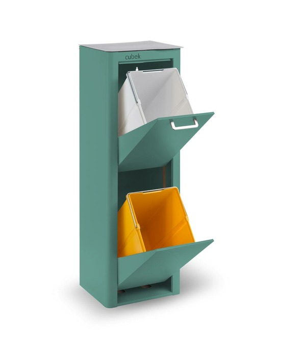 Poubelle de tri cuisine 2 compartiments, capacité 40 l, cubek, un meuble pour organiser le tri des déchets simplement