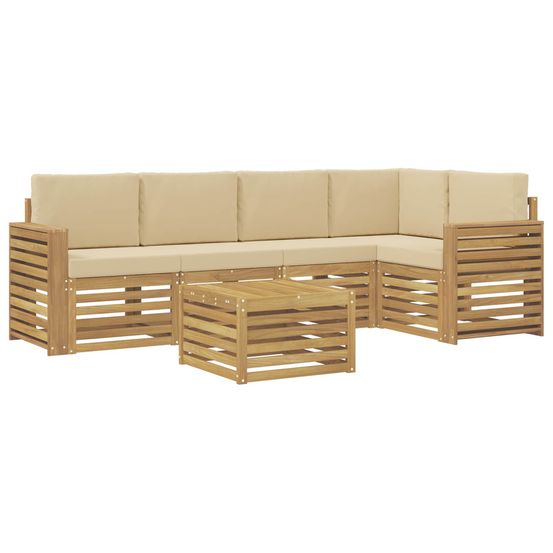 Ensemble de canapés d'extérieur 6 pc blanc et beige polyester