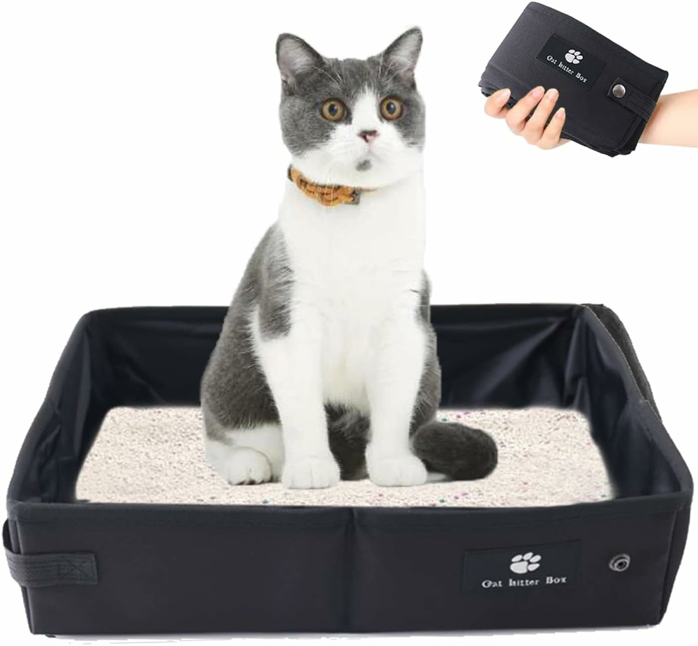 Bac à litière pour chat pliable 45 x 35cm noir