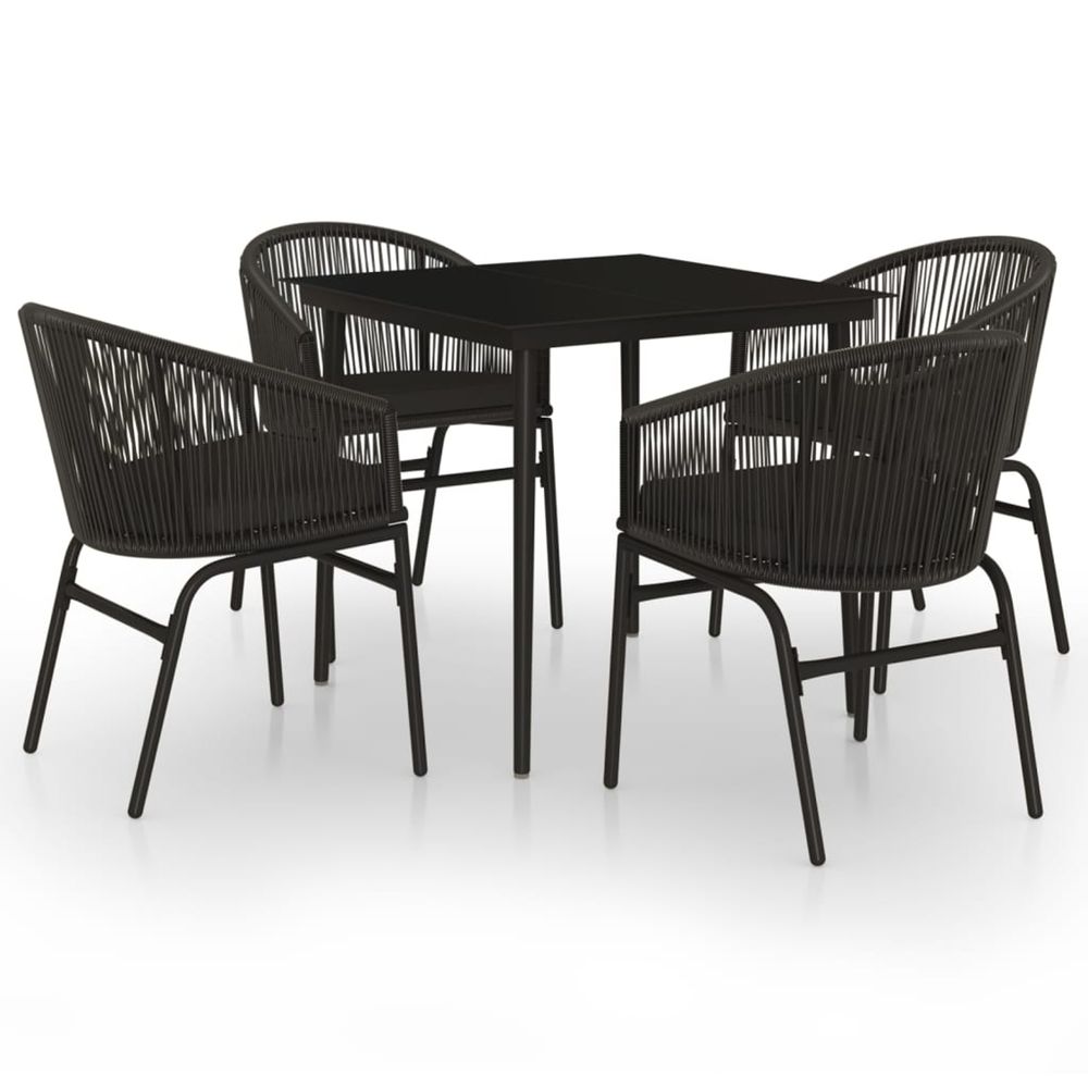 Ensemble à manger de jardin 5 pcs noir
