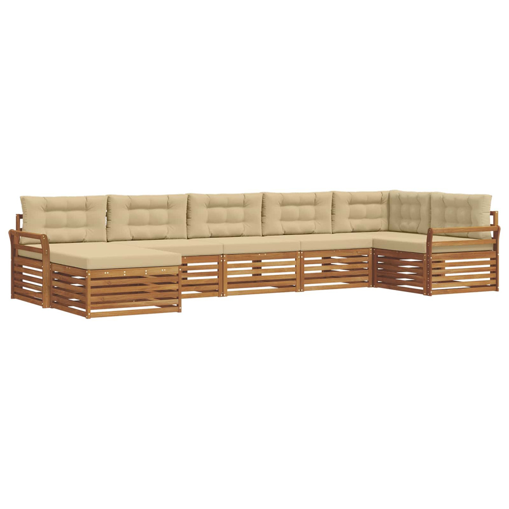 Ensembles de canapés avec coussin 7 pcs naturel et beige