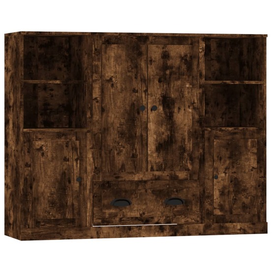 Buffet bahut commode armoire meuble de rangement organisateur cuisine salle de séjour salons 3 pcs bois d'ingénierie marron 0