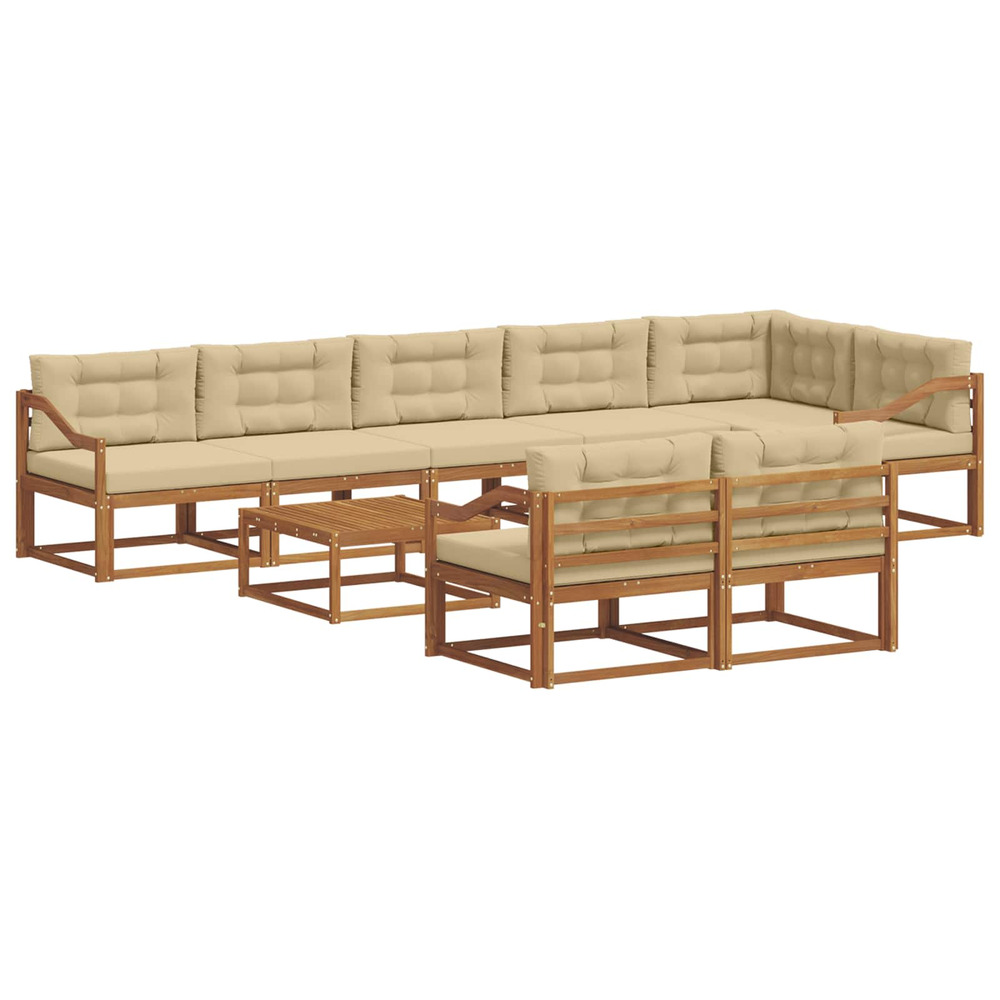 Ensemble de canapés d'extérieur 9 pcs naturel et beige