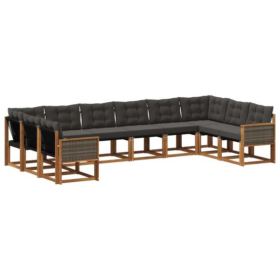 Ensemble de canapés d'extérieur 10 pc naturel et noir