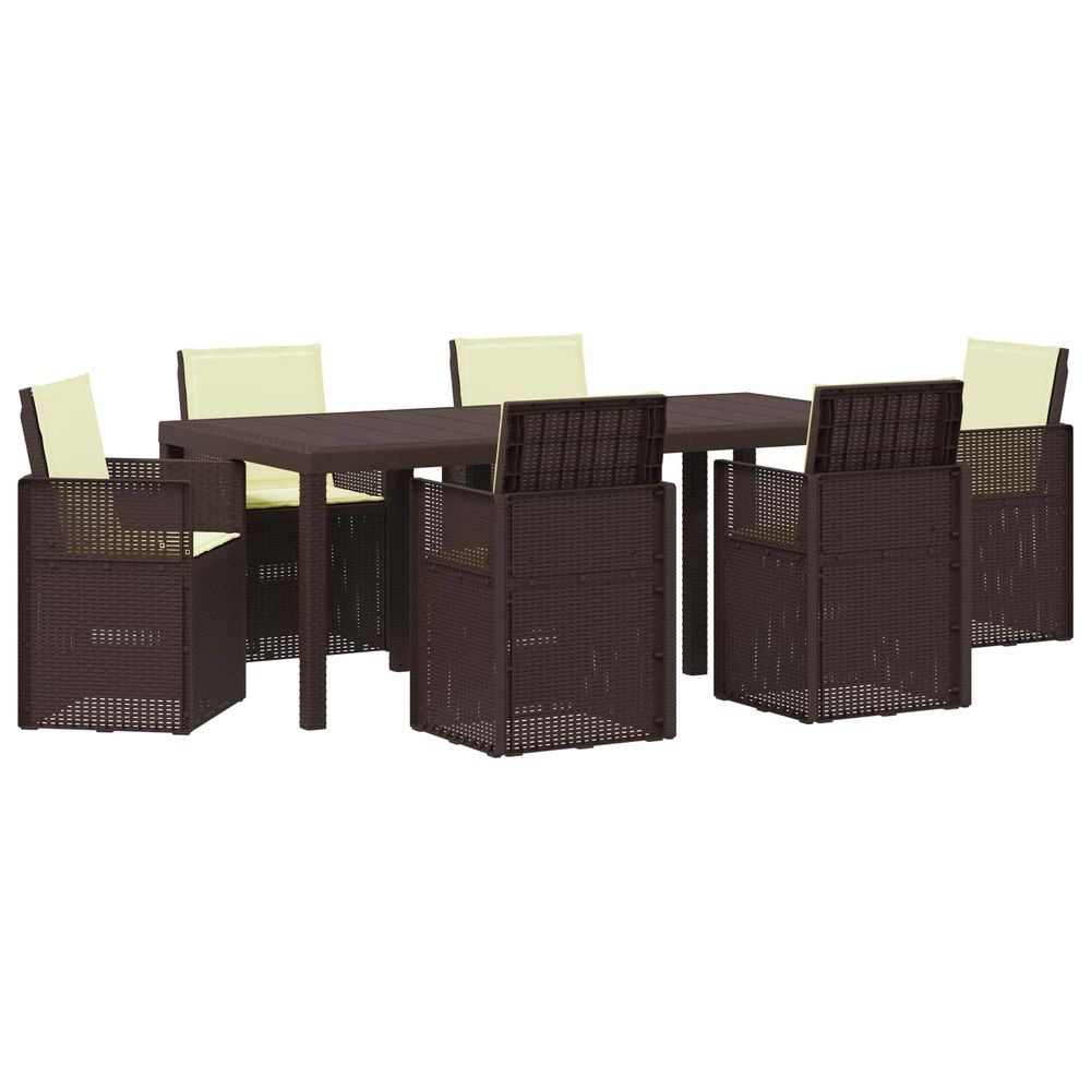 Ensemble de salle à manger pour jardin 7 pc marron et crème pp