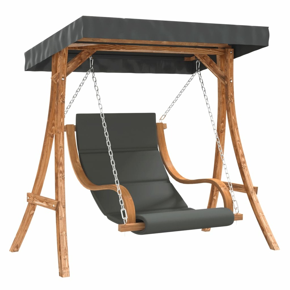 Chaise balançoire avec coussin et auvent bois massif d'épicéa