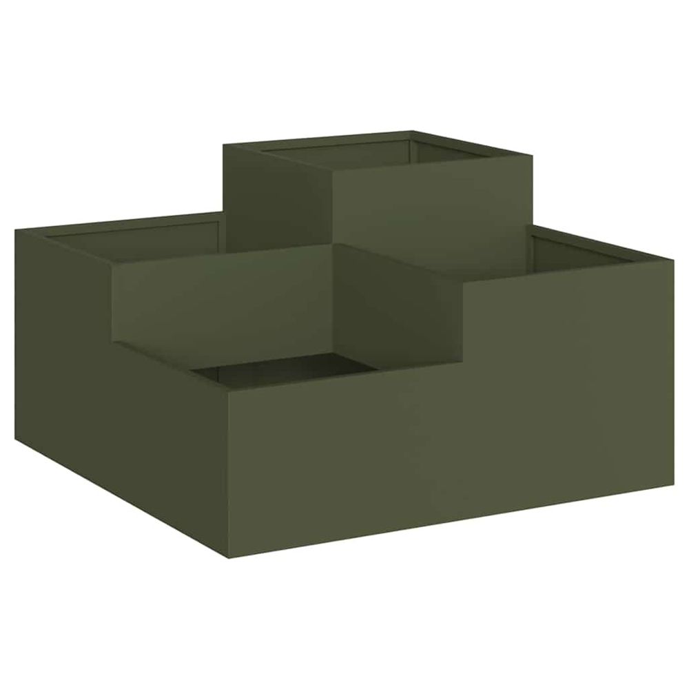 Cache-pot de jardin vert olive 80 x 80 x 48 cm acier