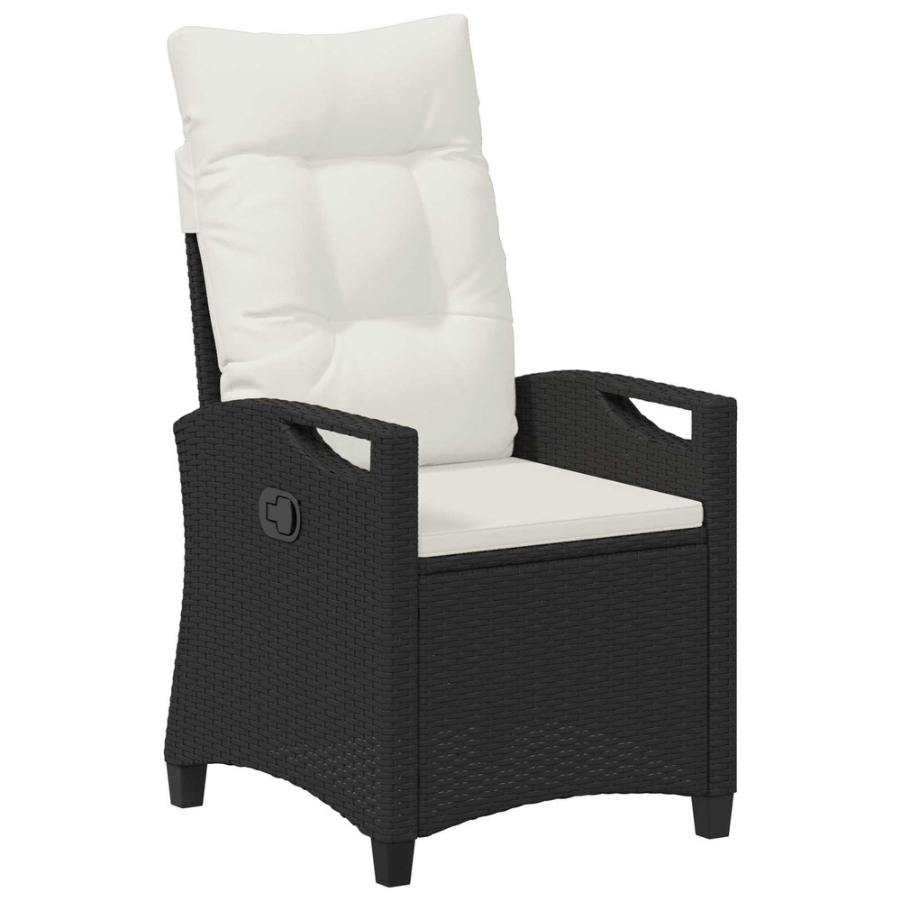 Chaise de jardin inclinable noir et crème 56 x 60 x 112 cm