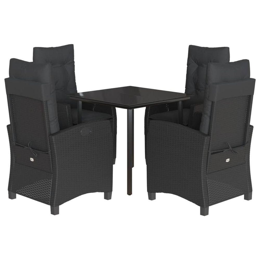 Ensemble à manger de jardin coussins 5pcs noir résine tressée