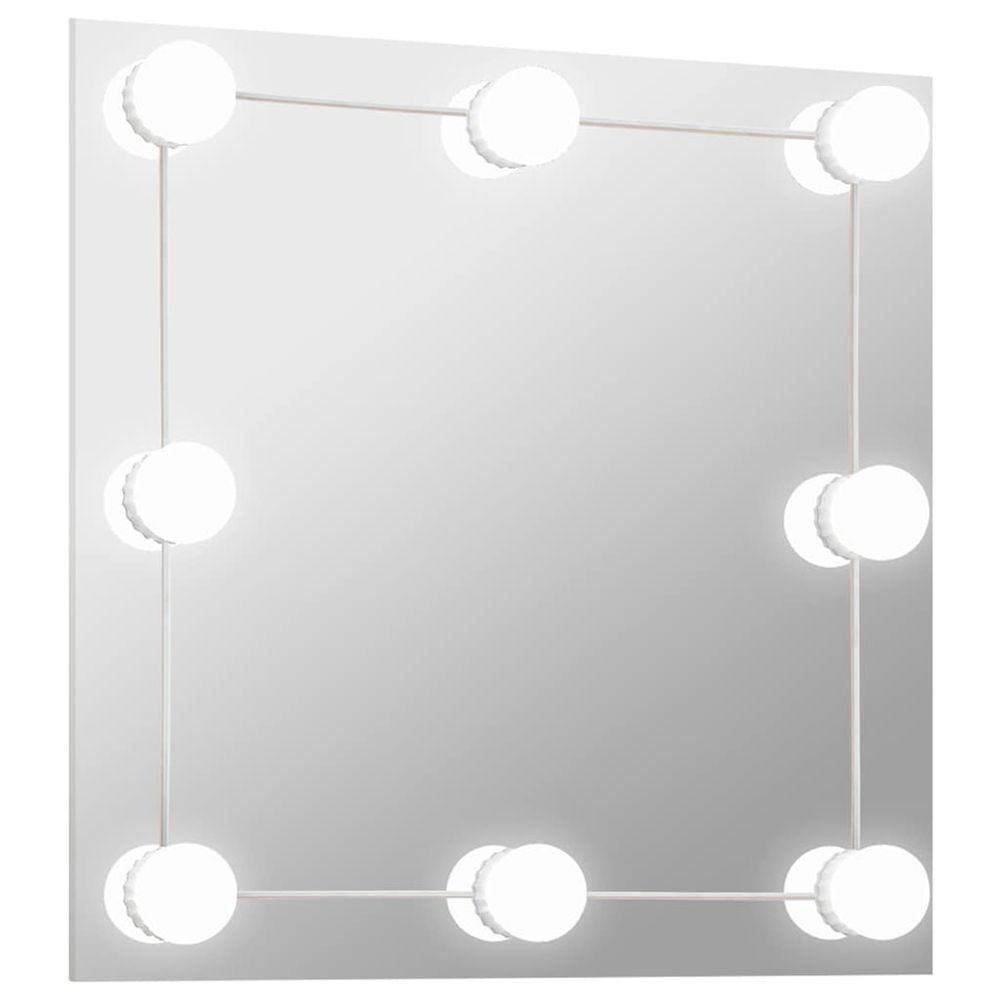 Miroir mural avec lampes led carré verre