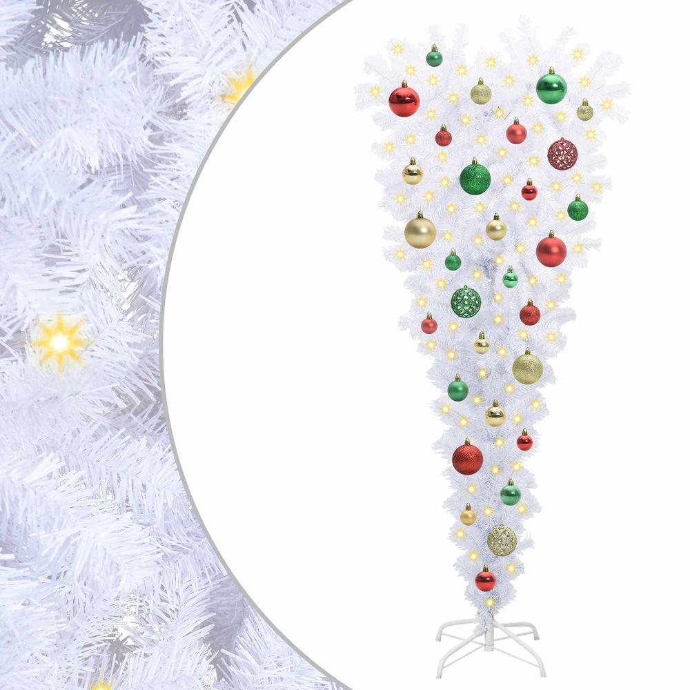 Sapin de noël artificiel avec 150 led blanc 120 cm pvc et acier