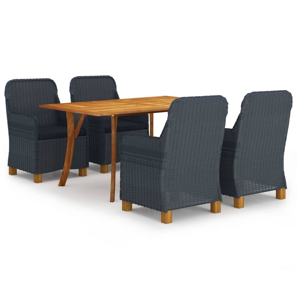 Ensemble de salle à manger de jardin 5 pcs gris foncé