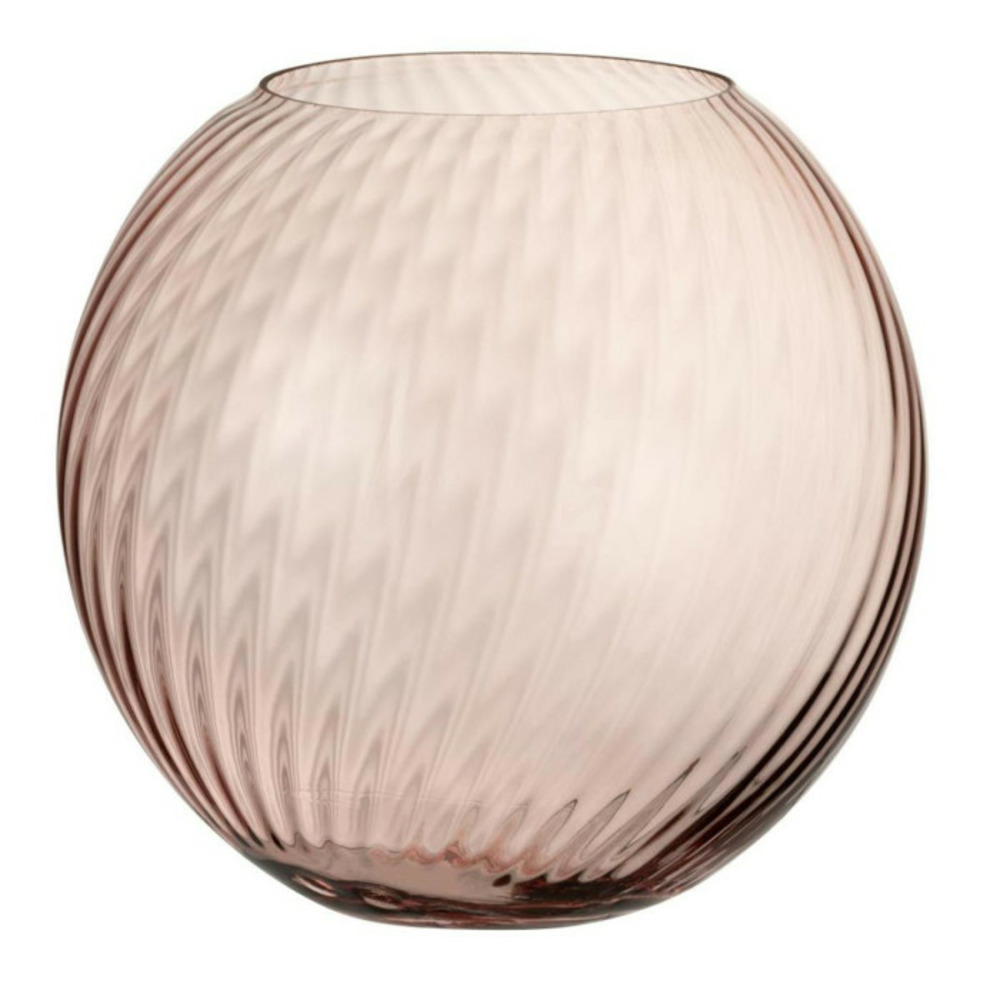 Vase design en verre canne rond 25cm rose