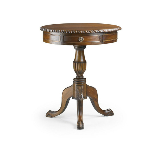 Console ronde 2 tiroirs bronze bois marron - helvinia décoration d'autrefois