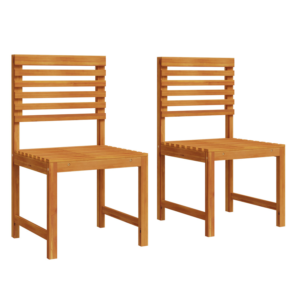 Chaises de jardin sans accoudoirs 2 pcs en bois d'acacia costaud