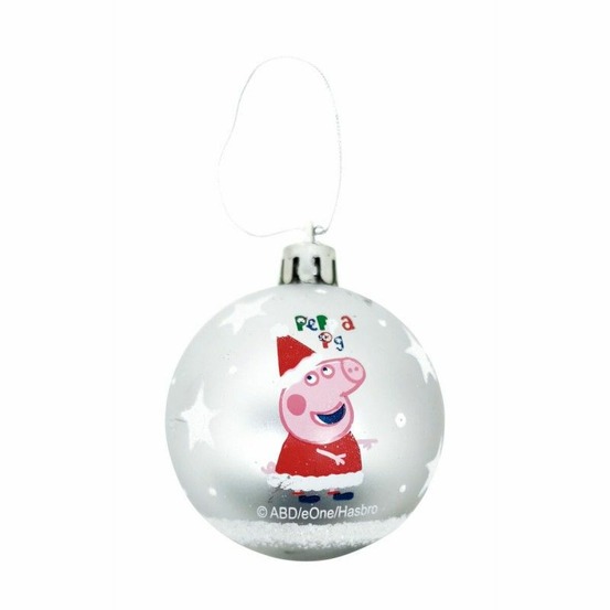 Boule de noël peppa pig cosy corner argenté 6 unités plastique (ø 8 cm)