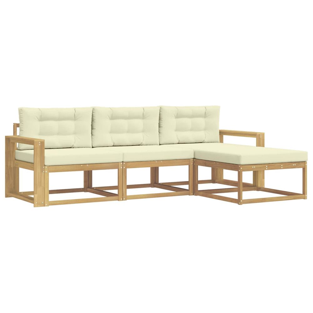 Ensemble de canapés d'extérieur 4 pc blanc et crème polyester