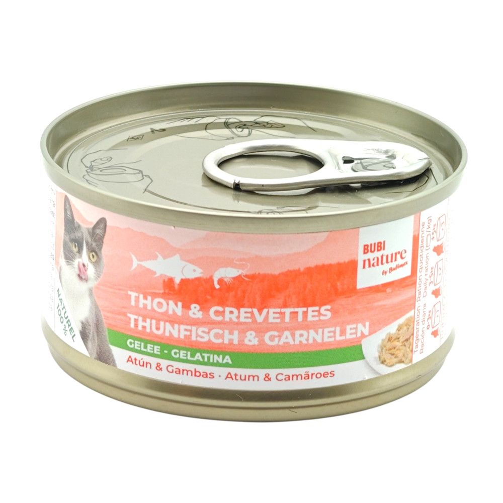 Pâtée en gelée pour chat au thon et aux crevettes bubimex bubi nature - 70
