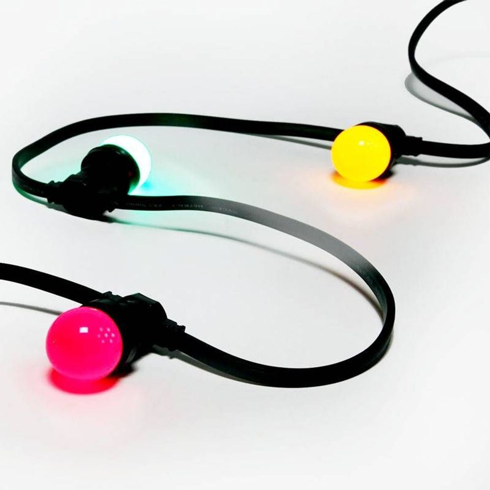 Guirlande guinguette 100 mètres 100 ampoules multicolores 2w e27 ip65 riviera pro connect