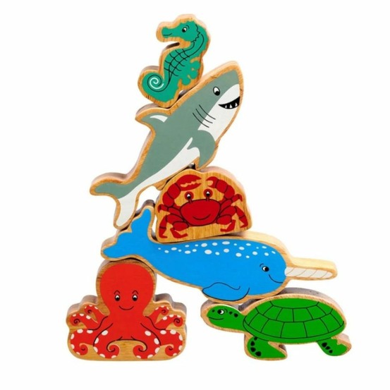 Lot de 6 figurines en bois monde marin