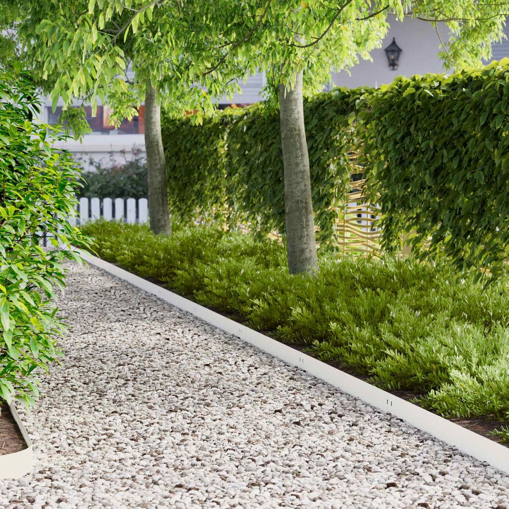 Bordure de jardin acier pour parterres et chemins séparation 100x12 cm blanc