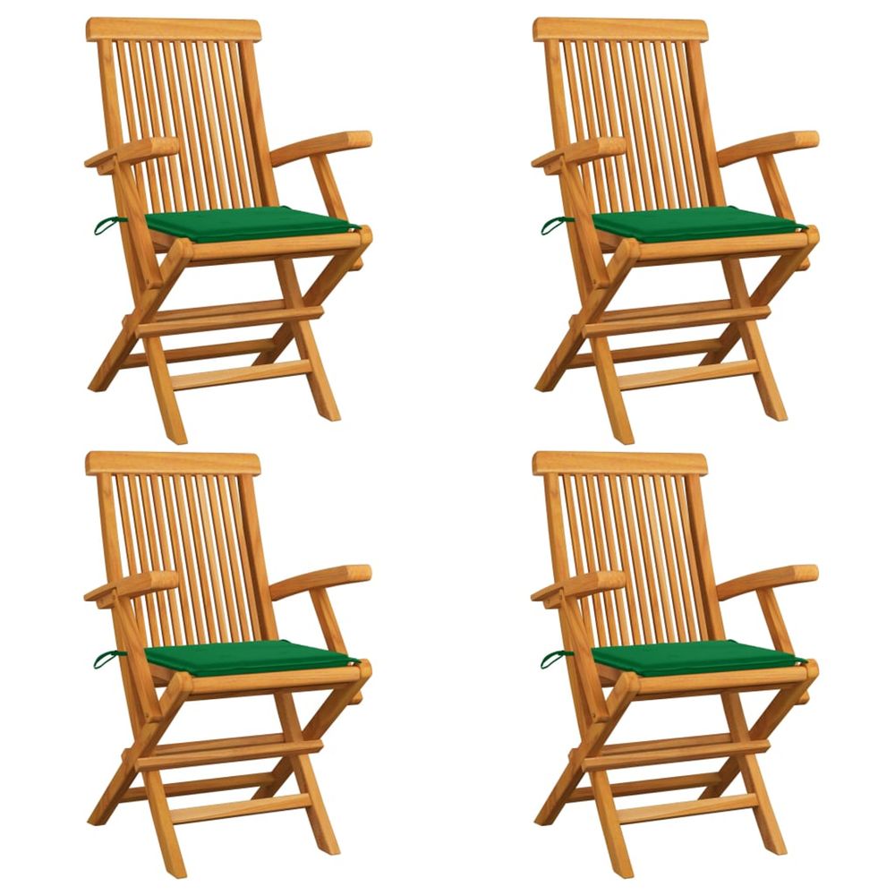 Chaises de jardin avec coussins vert 4