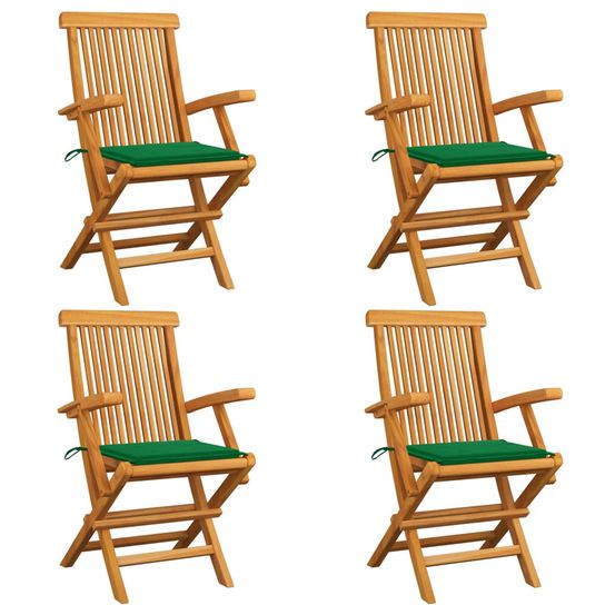 Chaises de jardin avec coussins vert 4