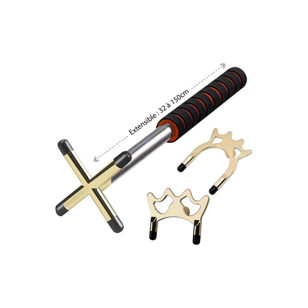 Perche télescopique 150 cm pour billard avec 3 reposoirs en laiton