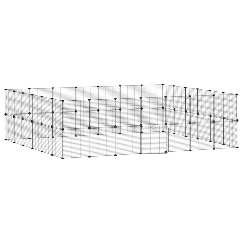 Cage animaux de compagnie à 52 panneaux et porte 35 x 35 cm noir