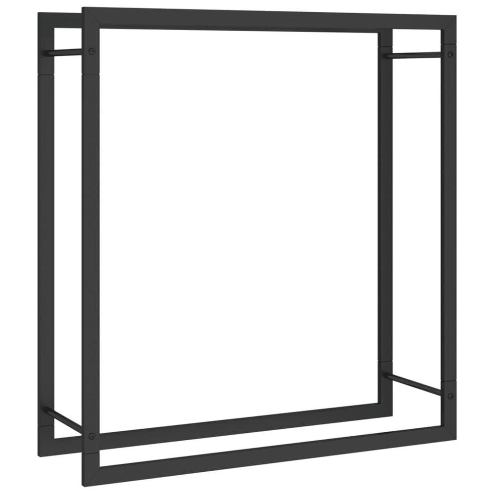 Portant de bois de chauffage noir mat 80x28x86 cm acier