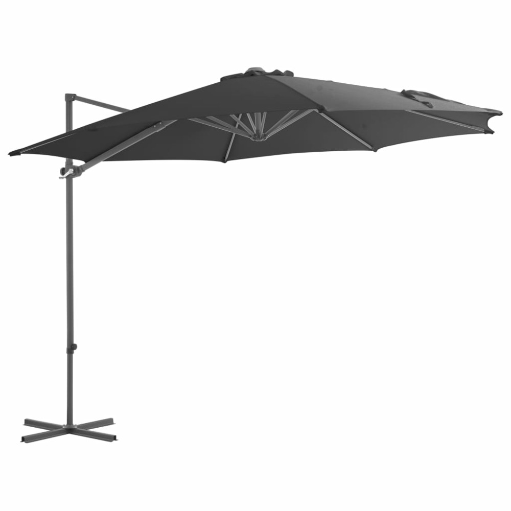 Parasol meuble de jardin en porte-à-faux avec mât en acier anthracite 300 cm