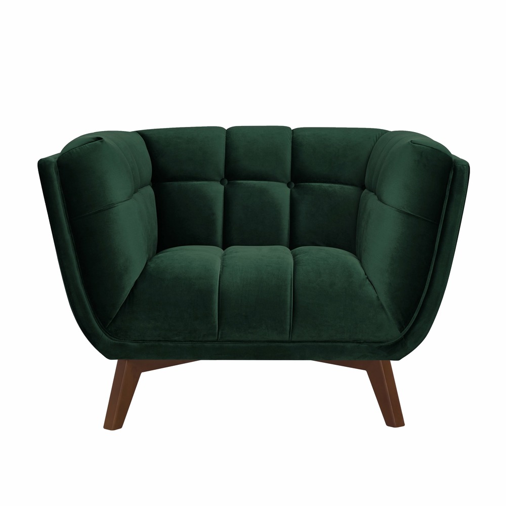 Mona-fauteuil en velours vert foncé