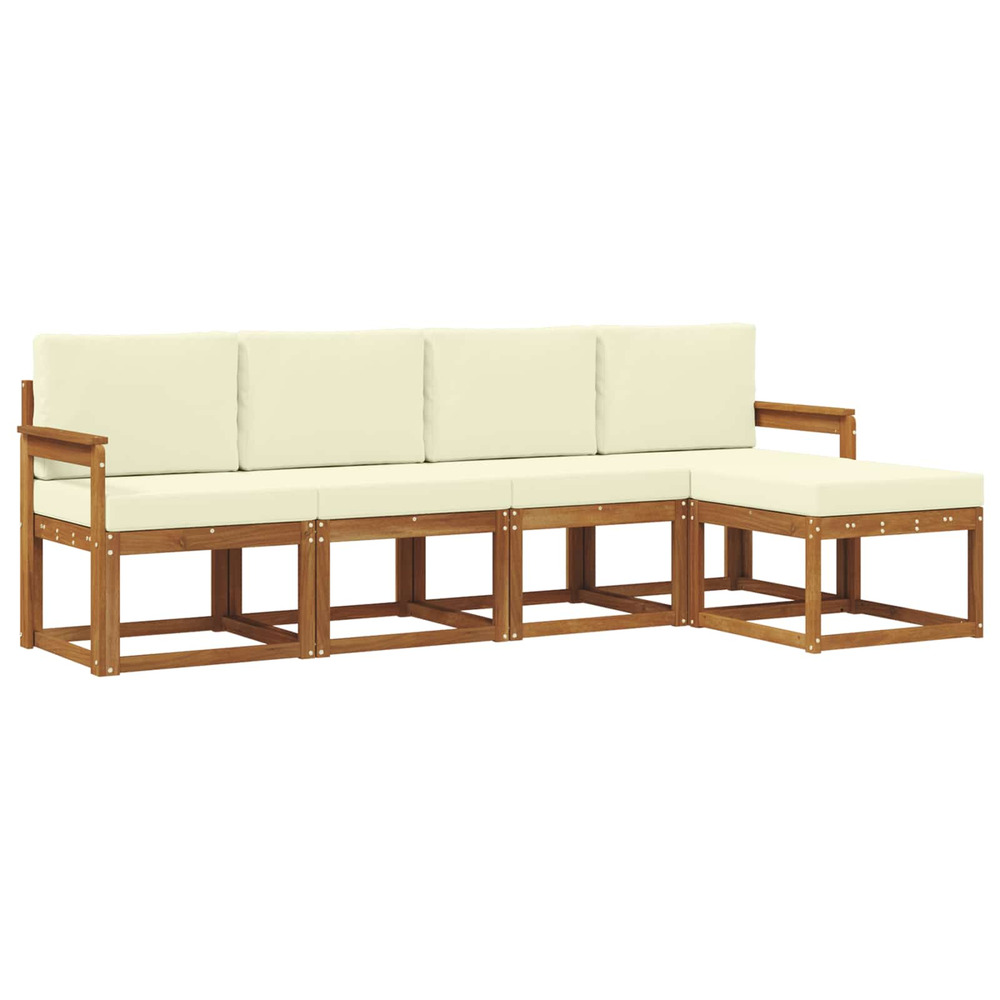 Ensemble de canapés d'extérieur 5 pcs naturel et crème