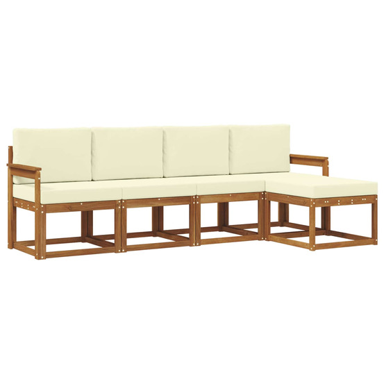 Ensemble de canapés d'extérieur 5 pcs naturel et crème