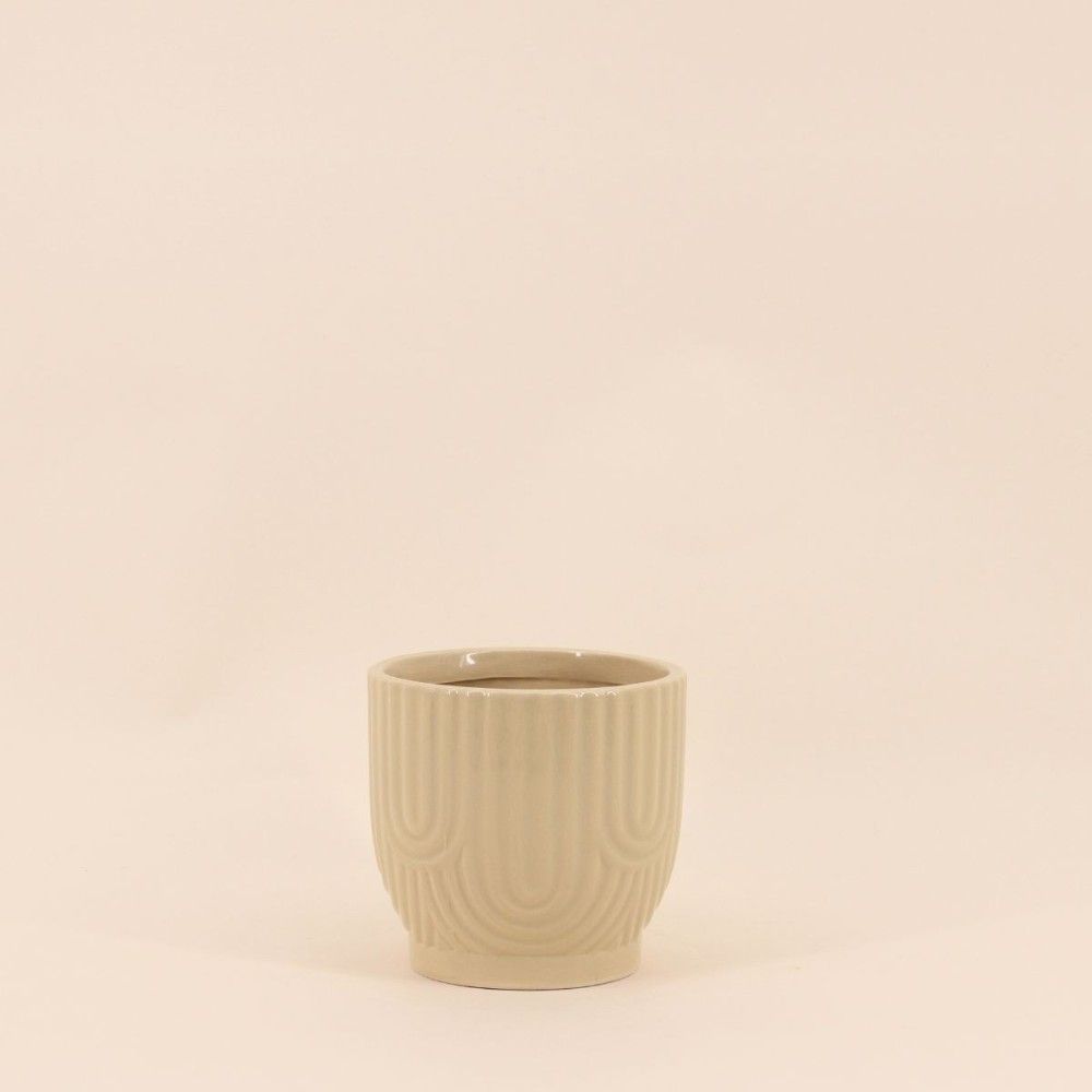 Cache-pot en céramique beige 13cm