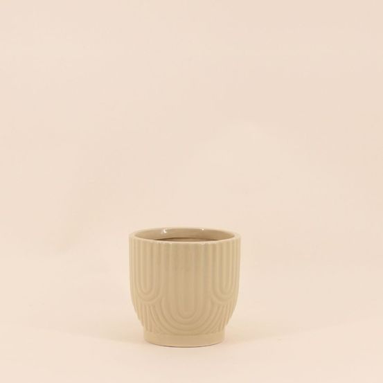 Cache-pot en céramique beige 13cm