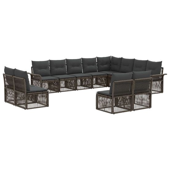 Ensemble de canapé de jardin 12 pc gris polyrotin
