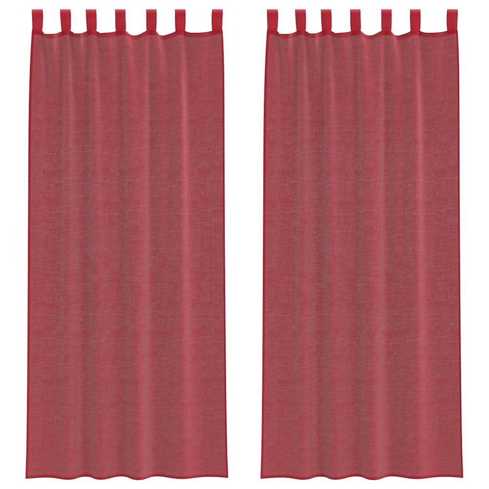 Rideaux en voile avec boucles 2 pcs rouge bordeaux 140x260 cm