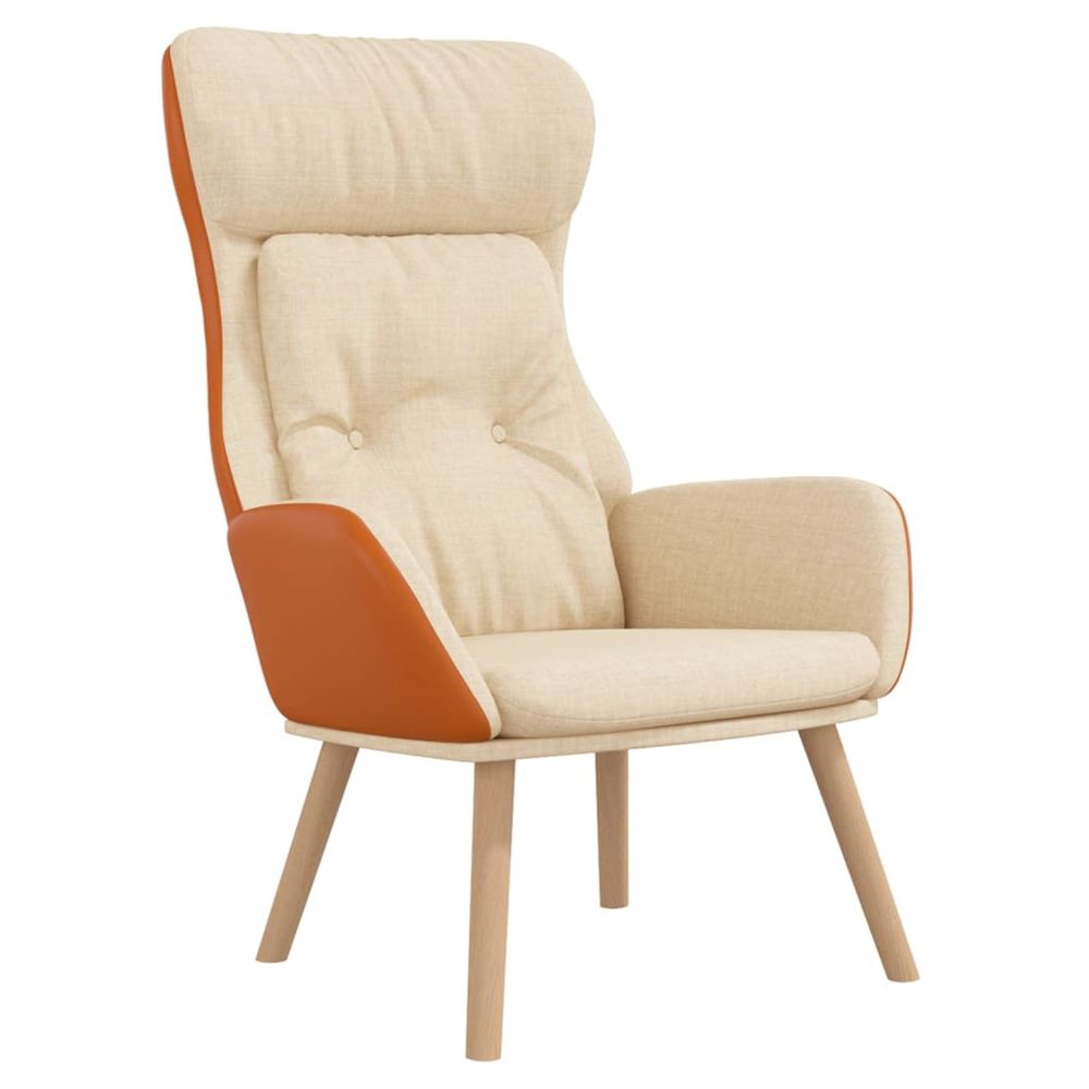 Chaise de relaxation crème tissu et pvc