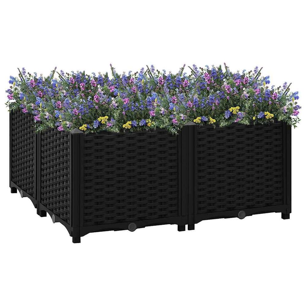 Carré potager surélevé polypropylène pour jardin balcon terrasse noir 80x80cm