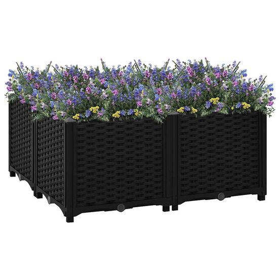 Carré potager surélevé polypropylène pour jardin balcon terrasse noir 80x80cm