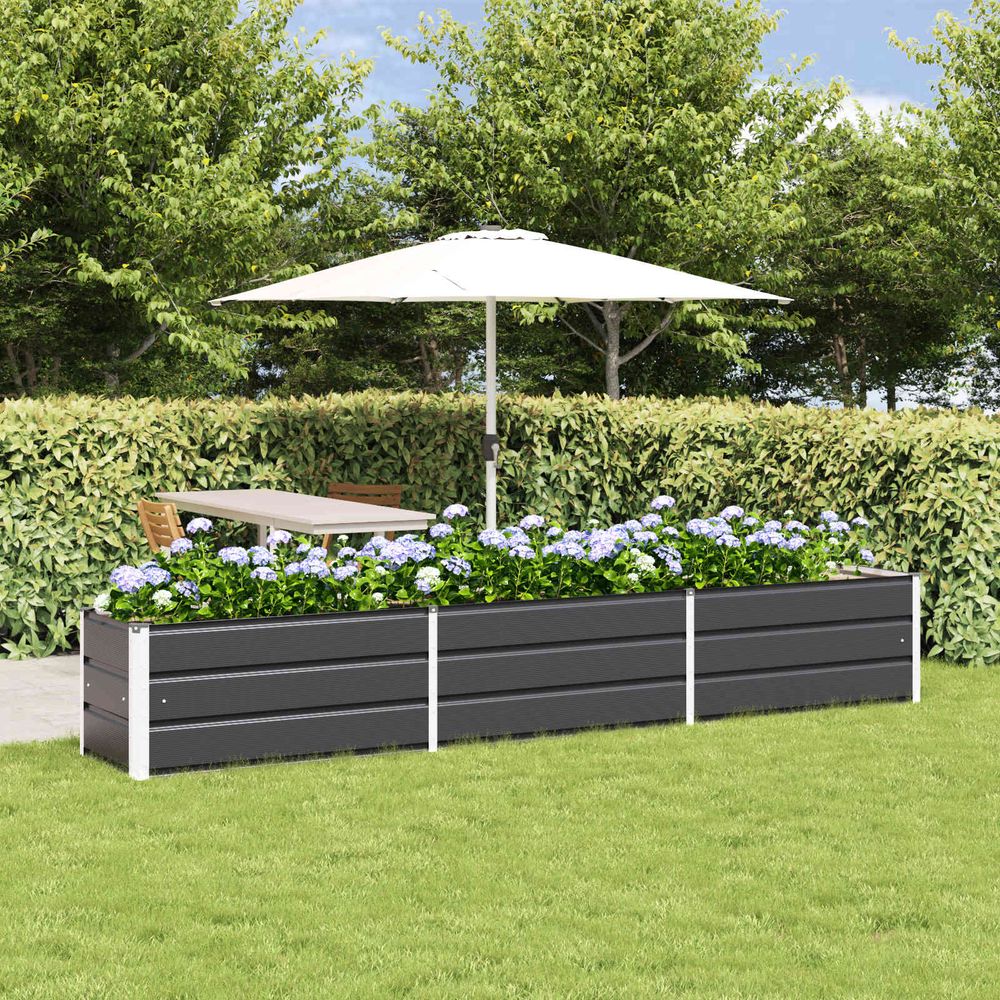 Très grande jardinière acier galvanisé bordure de jardin 290x50x45 cm anthracite