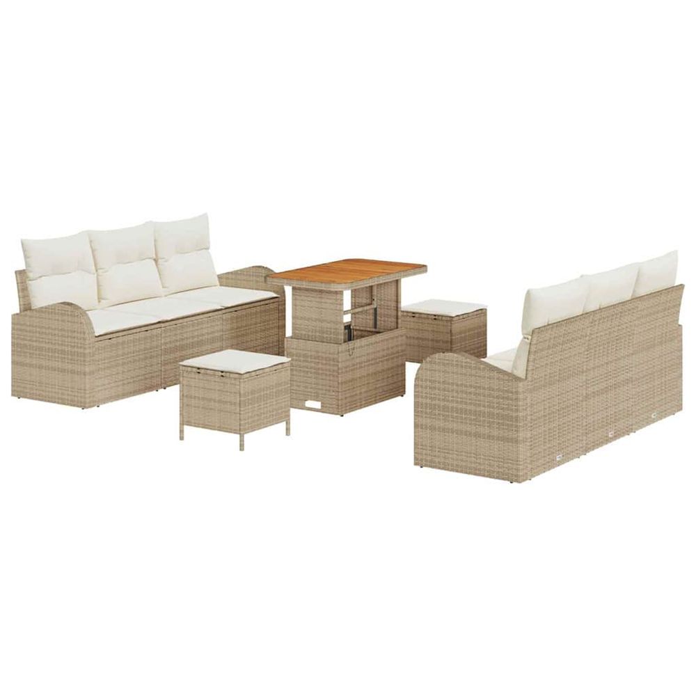 Ensemble de canapé de jardin 9 pc beige polyrotin