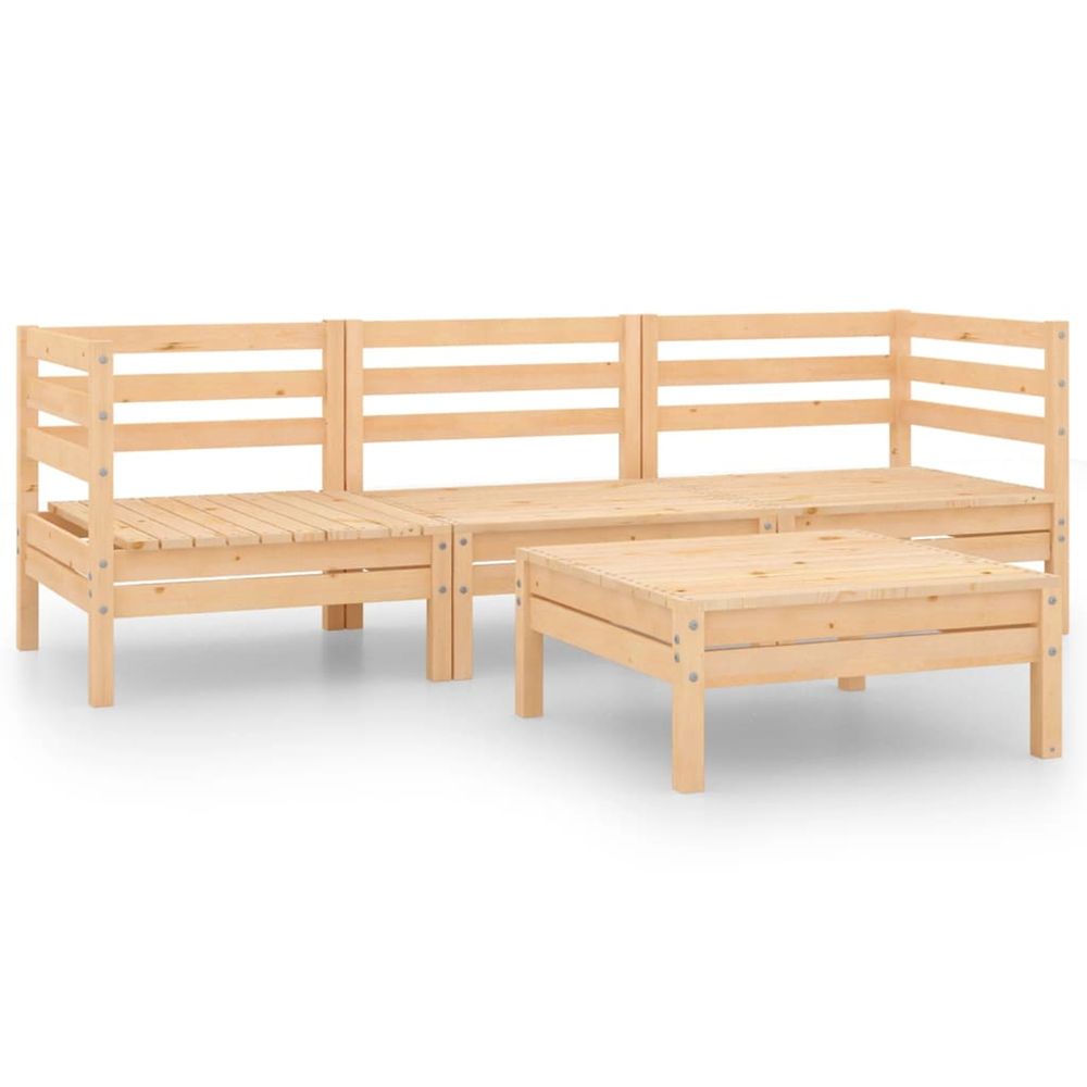 Salon de jardin 4 pcs bois de pin massif