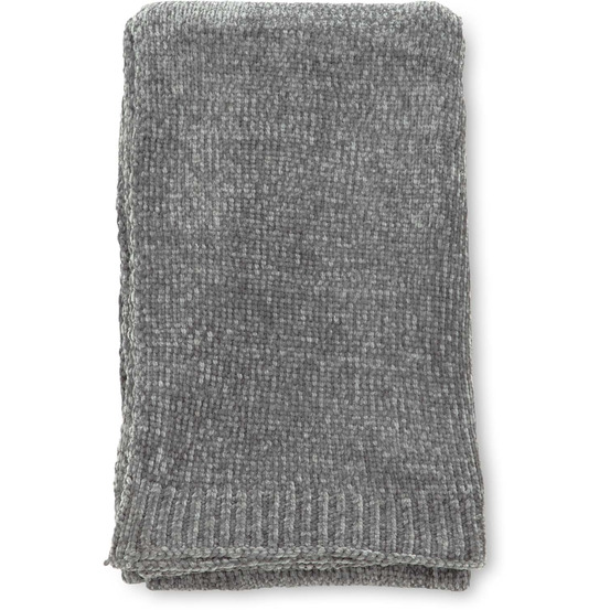 Jeté de canapé en polyester chenille ally 170 x 130 cm gris foncé