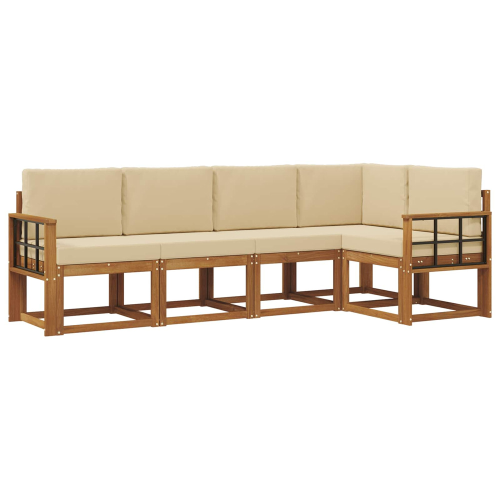 Ensemble de canapés d'extérieur 5 pcs naturel et beige