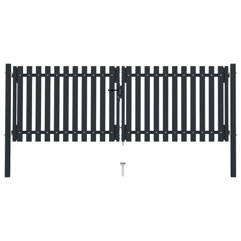 Portail de clôture à double porte acier 306x125 cm anthracite