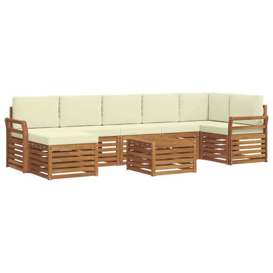 Ensemble de canapé d'angle avec coussin 8 pcs naturel et crème
