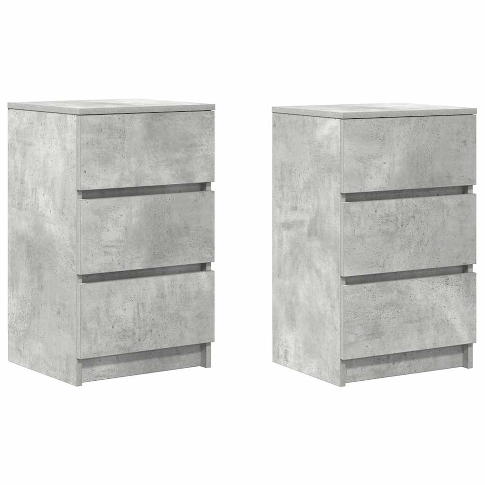 Tables de chevet avec 3 tiroirs 2 pcs gris béton 39x35x65 cm