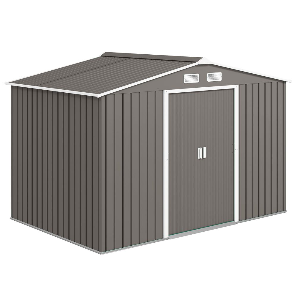 Remise de jardin acier laqué extérieur stockage outils 277x195cm gris - comfortxl outdoor living